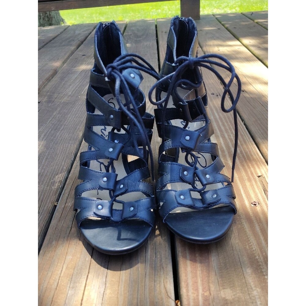 American Rag Cie Black Strappy Wedge Sandals Size 9.5